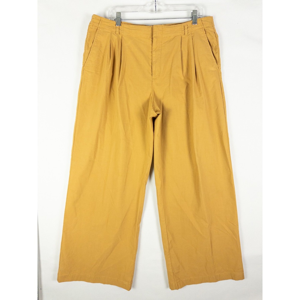 Anthropologie Wide Leg Pleated Trouser Pants Womens US 14 Mustard Yellow Boho